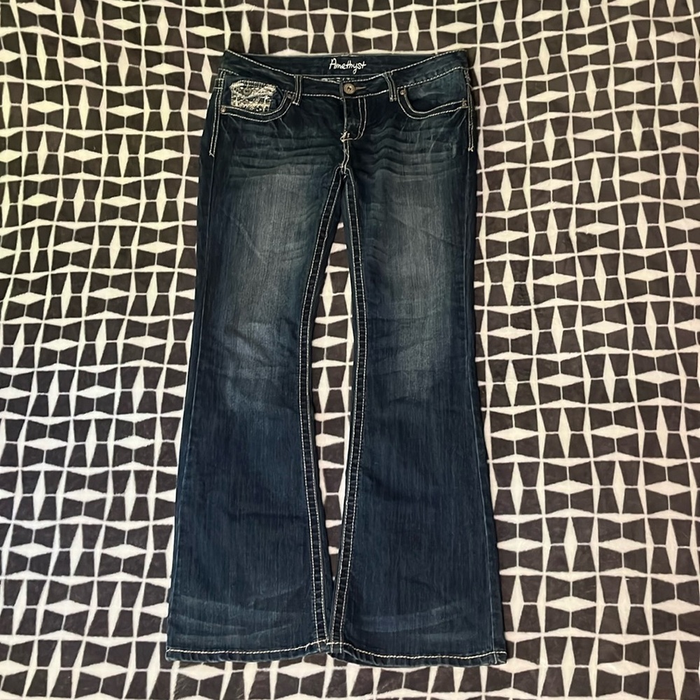 Amethyst Dark Wash Low Rise Bootcut Jeans